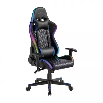 LogiLink EO0076 žaidimų kėdė su RGB apšvietimu ir juosmens atrama, juoda/mėlyna