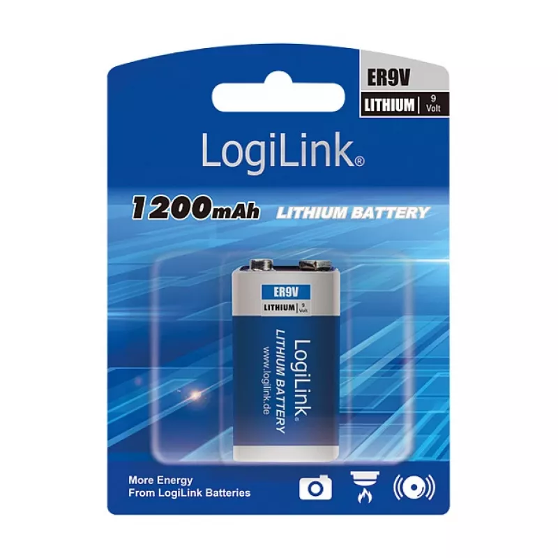 LOGILINK ER9VLIB 9V ličio baterija (1 vnt., lizdinė pakuotė) – 1200 mAh, neįkraunama, PP3