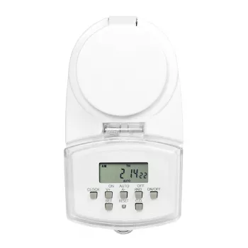 LOGILINK ET0008 lauko skaitmeninis laikmatis – IP44, 10 ON/OFF programų, 16A/3680W, Schuko (F tipas), juoda/pilka