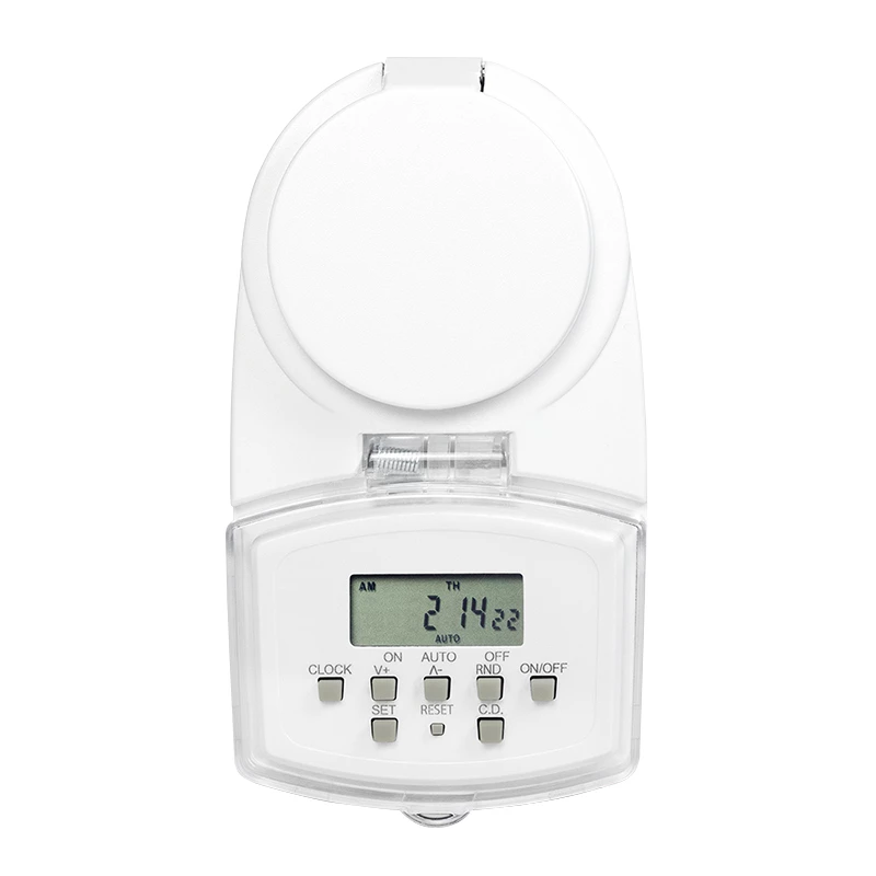LOGILINK ET0008 lauko skaitmeninis laikmatis – IP44, 10 ON/OFF programų, 16A/3680W, Schuko (F tipas), juoda/pilka