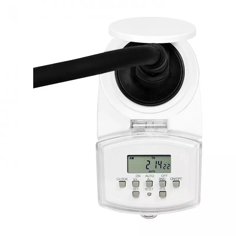 LOGILINK ET0008 lauko skaitmeninis laikmatis – IP44, 10 ON/OFF programų, 16A/3680W, Schuko (F tipas), juoda/pilka