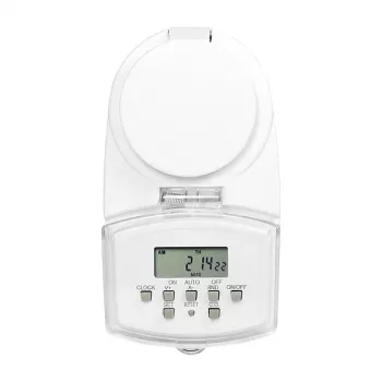 LOGILINK ET0008 lauko skaitmeninis laikmatis – IP44, 10 ON/OFF programų, 16A/3680W, Schuko (F tipas), juoda/pilka