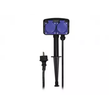 Logilink LPS214 rozetė su 2 apsauginiais lizdais, IP44, su įžeminimo smaigaliu, 2 m laidas