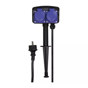 Logilink LPS214 rozetė su 2 apsauginiais lizdais, IP44, su įžeminimo smaigaliu, 2 m laidas