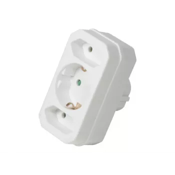 LogiLink LPS221 sieninis adapteris: Schuko į 2x Euro + 1x apsauginį lizdą, baltas, 16 A, 250 V, 3680 W, vaikų apsauga