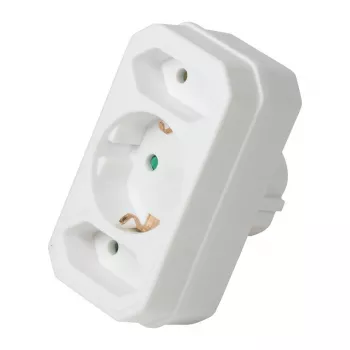 LogiLink LPS221 sieninis adapteris: Schuko į 2x Euro + 1x apsauginį lizdą, baltas, 16 A, 250 V, 3680 W, vaikų apsauga