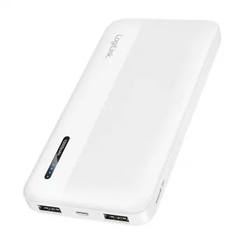 Logilink Mobile Power Bank, LiPo, 10000 mAh, USB-C in/out, Balta