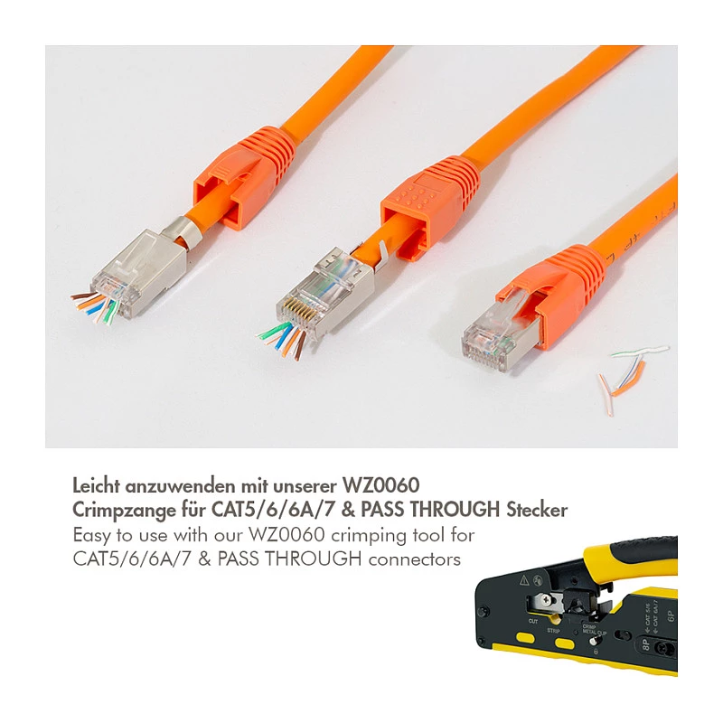 LogiLink Modular Plug RJ45 Cat.6A STP Pass Through, 10 vnt.