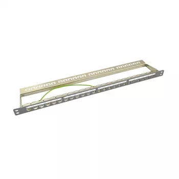 LogiLink NK4039 Keystone Patch Panel, 24 Portų, 0.5U, Ekranuotas, Pilkas - 19 colių stovo montavimui