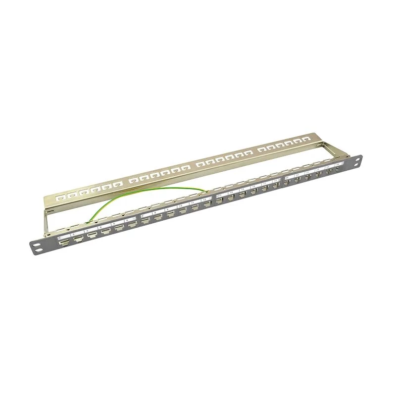 LogiLink NK4039 Keystone Patch Panel, 24 Portų, 0.5U, Ekranuotas, Pilkas - 19 colių stovo montavimui