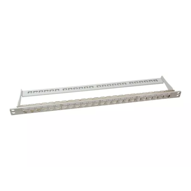 LogiLink NK4039 Keystone Patch Panel, 24 Portų, 0.5U, Ekranuotas, Pilkas - 19 colių stovo montavimui