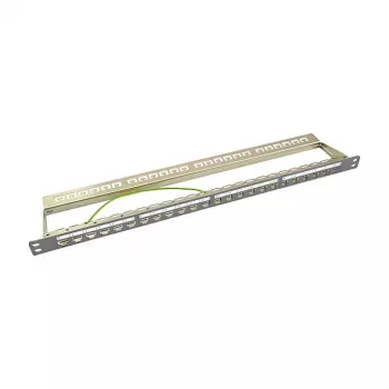 LogiLink NK4039 Keystone Patch Panel, 24 Portų, 0.5U, Ekranuotas, Pilkas - 19 colių stovo montavimui