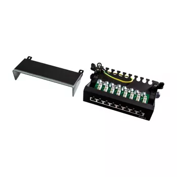 LogiLink NP0017B Patch Panel – 8 prievadų Cat6 STP, montuojamas prie sienos arba po stalu, juodos spalvos