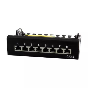 LogiLink NP0017B Patch Panel – 8 prievadų Cat6 STP, montuojamas prie sienos arba po stalu, juodos spalvos