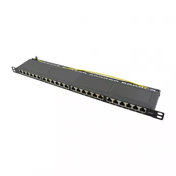 Logilink NP0063 24 prievadų Cat6A STP skydinė panelė 19 colių 0,5U juoda