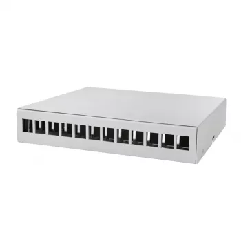 LOGILINK NP0094 12 prievadų konsolidacijos dėžutė, stalas/siena/DIN bėgis, šviesiai pilka