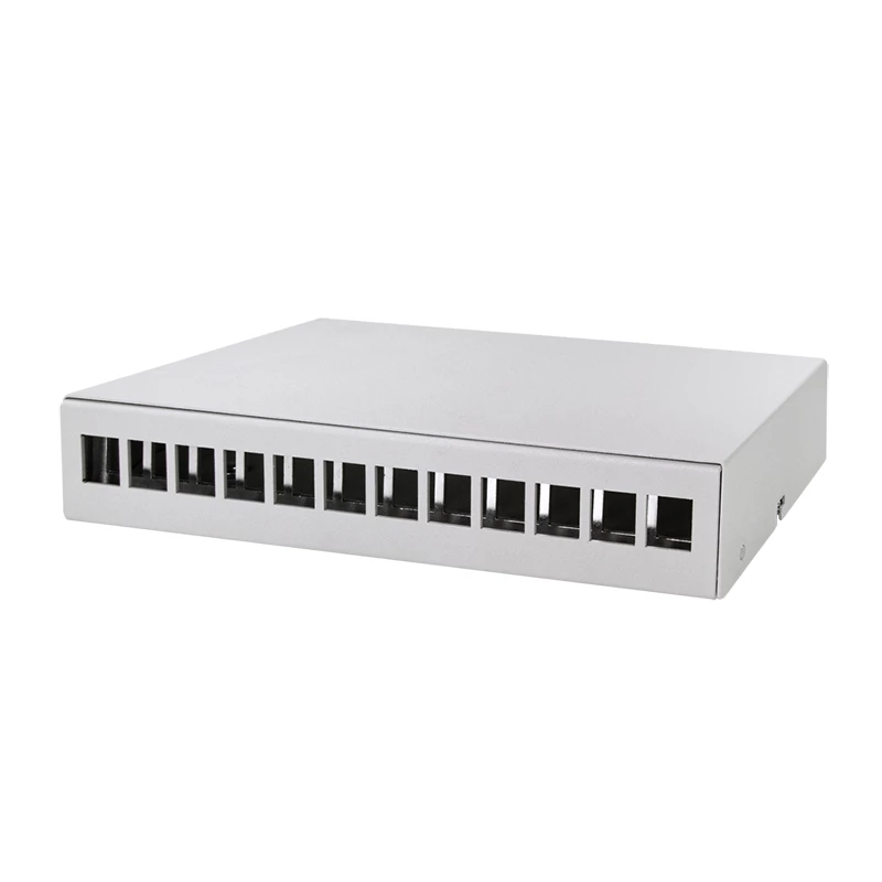 LOGILINK NP0094 12 prievadų konsolidacijos dėžutė, stalas/siena/DIN bėgis, šviesiai pilka