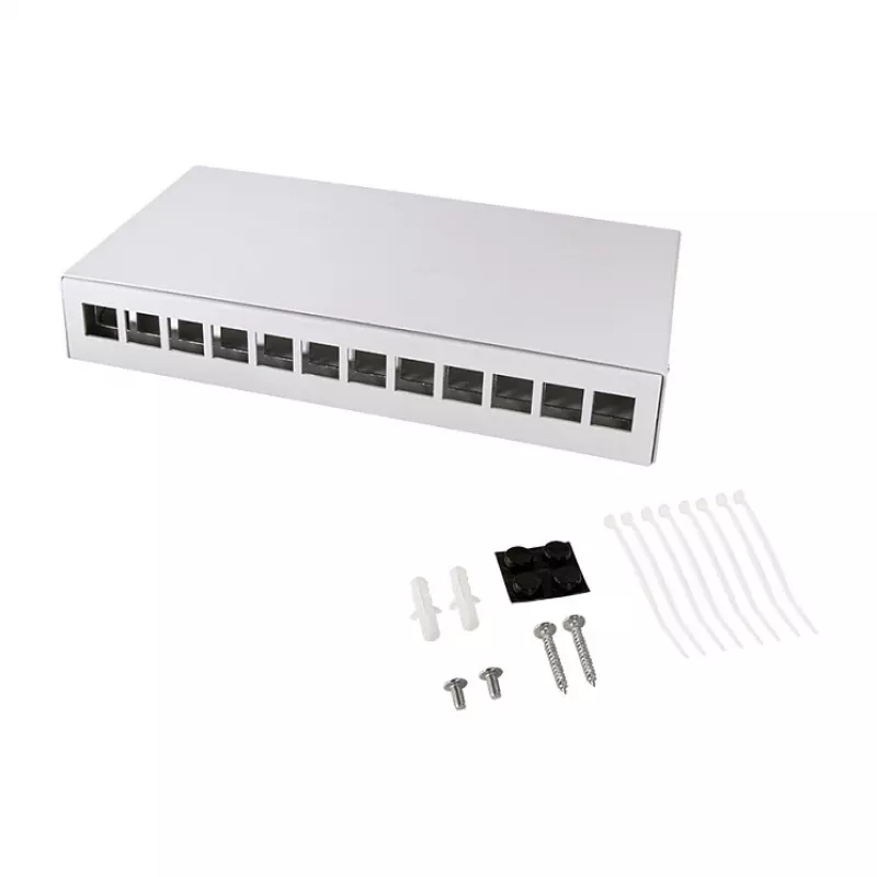 LOGILINK NP0094 12 prievadų konsolidacijos dėžutė, stalas/siena/DIN bėgis, šviesiai pilka