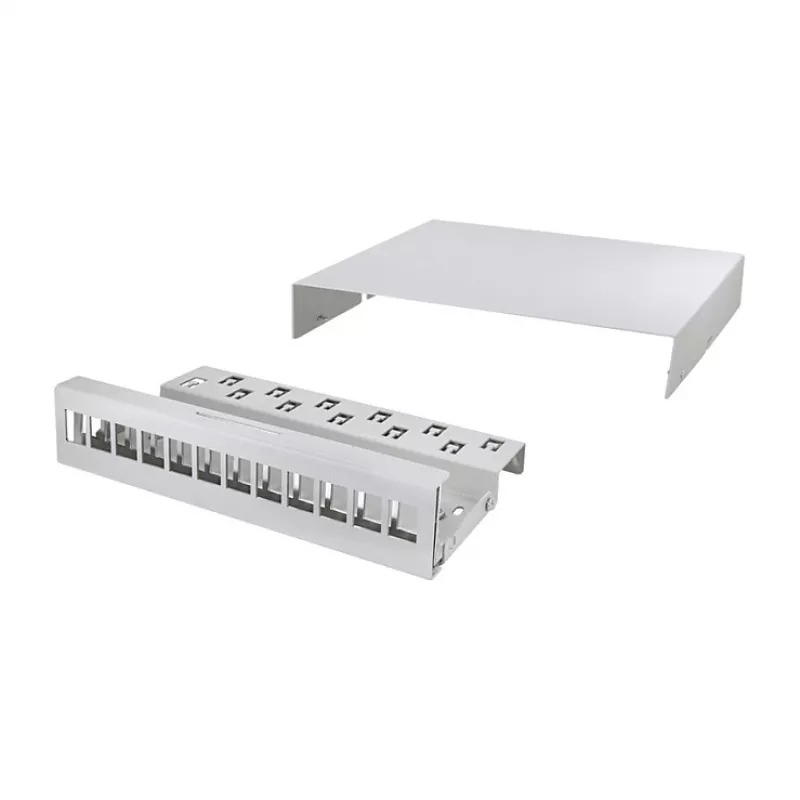 LOGILINK NP0094 12 prievadų konsolidacijos dėžutė, stalas/siena/DIN bėgis, šviesiai pilka