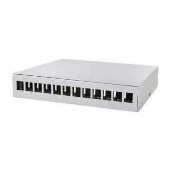 LOGILINK NP0094 12 prievadų konsolidacijos dėžutė, stalas/siena/DIN bėgis, šviesiai pilka