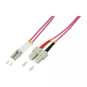 LogiLink OM4 LC/SC Duplex Daugiamodis Šviesolaidinis pataisos kabelis 20m LSZH Aqua