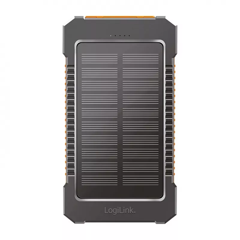 LogiLink PA0321 Saulės energijos powerbank 6000 mAh su USB-C, IP65, juodos spalvos