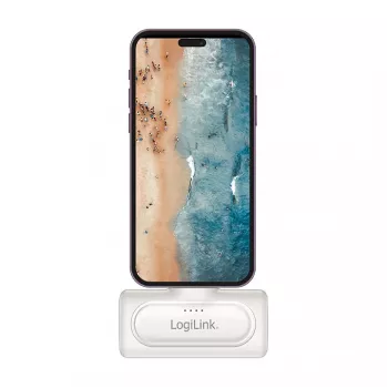LogiLink PA0349W mobilusis maitinimo bankas, 5000 mAh, LiPo, įmontuotas sulankstomas USB-C kištukas ir USB-C prievadas, baltas