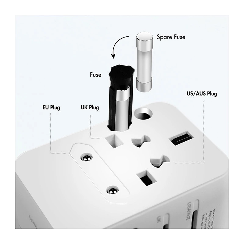 LOGILINK PA0357 USB-A/C kelioninis įkroviklis, 70 W GaN, 4 prievadai, 2x USB-A (QC), 2x USB-C (PD), plonas, baltas
