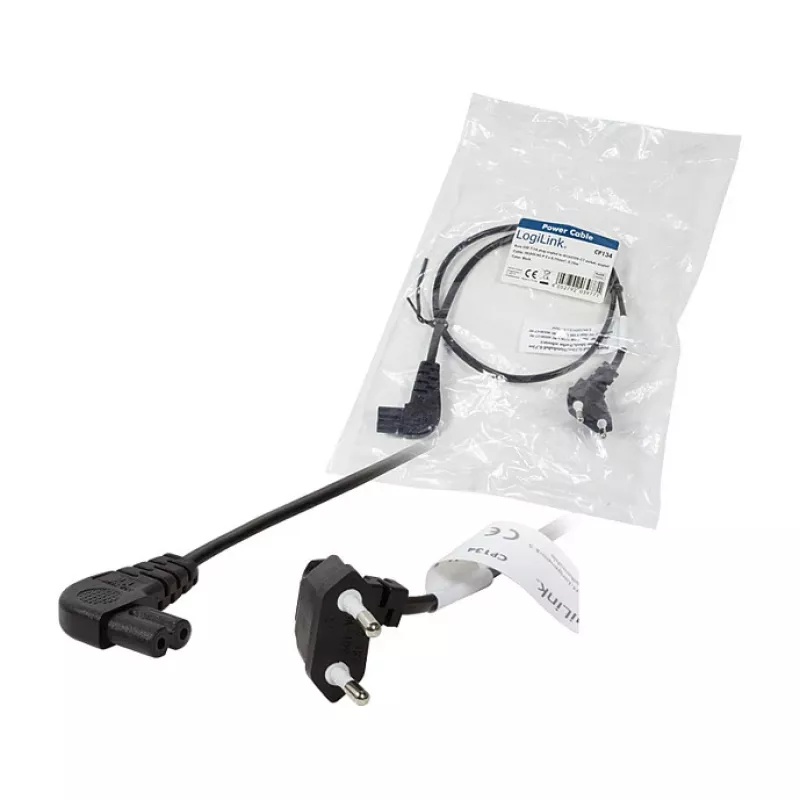 LogiLink maitinimo laidas Europlug CEE 7/16 – IEC C7, 0,75 m, juodas