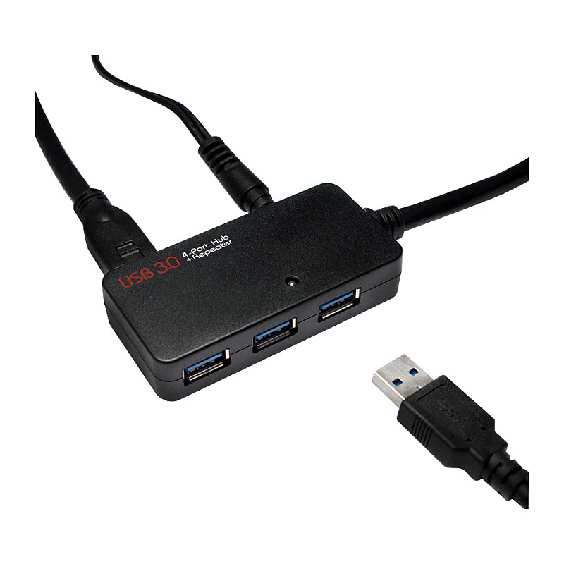 LOGILINK UA0262 USB 3.0 aktyvus ilginimo kabelis, USB-A kištukas į 4x USB-A lizdus, 10 m, juodas