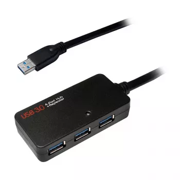 LOGILINK UA0262 USB 3.0 aktyvus ilginimo kabelis, USB-A kištukas į 4x USB-A lizdus, 10 m, juodas
