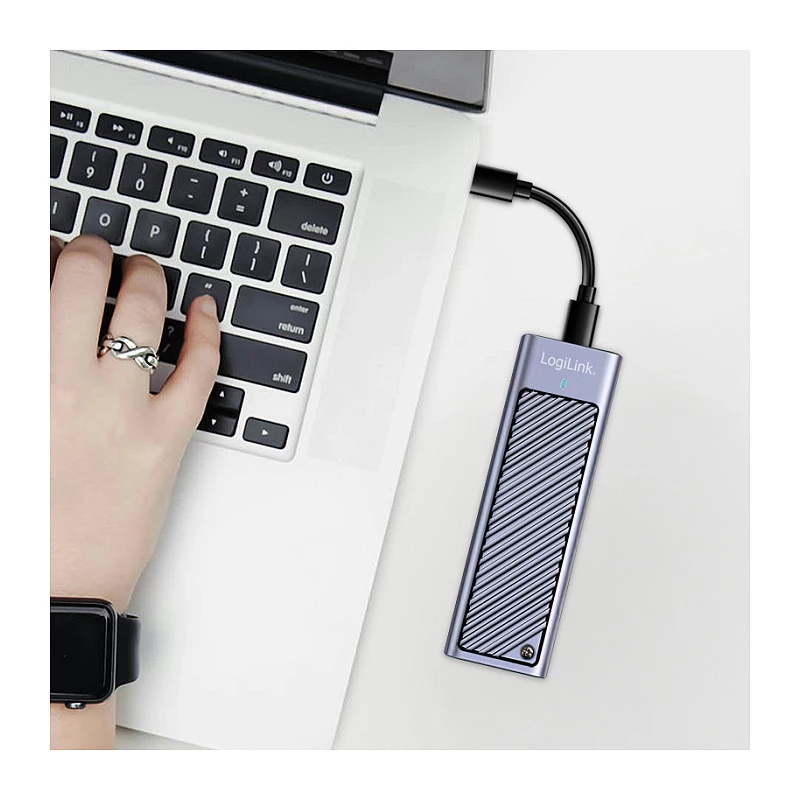 LogiLink UA0435 USB 3.2 Gen 2x2 SSD korpusas, M.2 NVMe/SATA, USB-C, 20 Gbps, pilka