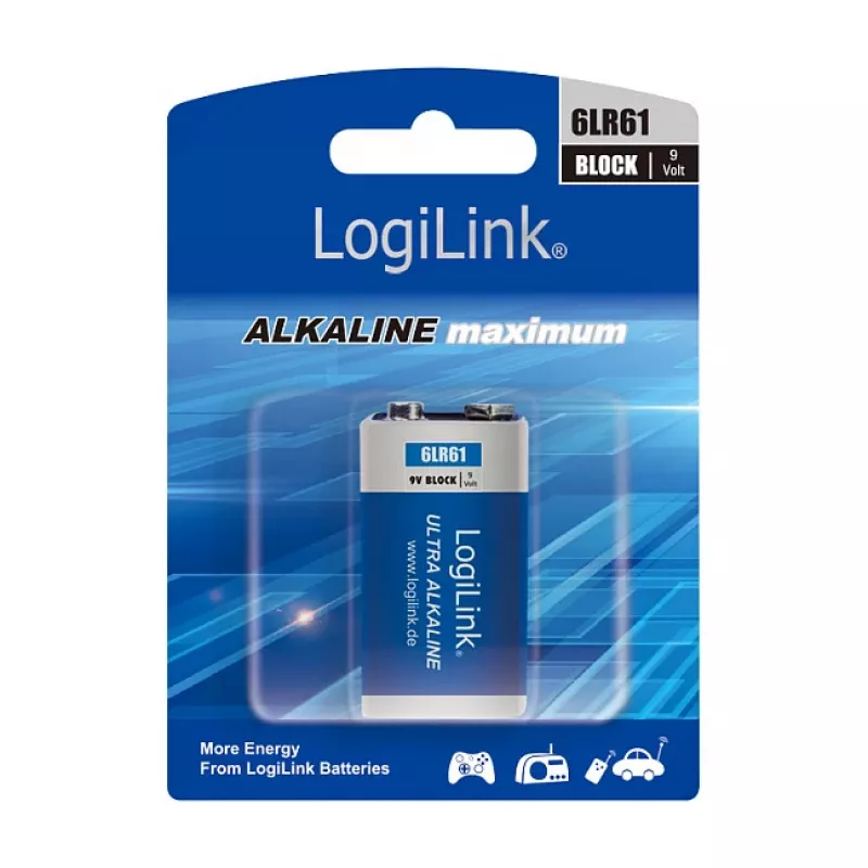 LogiLink Ultra Power Alkaline 9V baterija, 1 vnt. lizdinėje pakuotėje