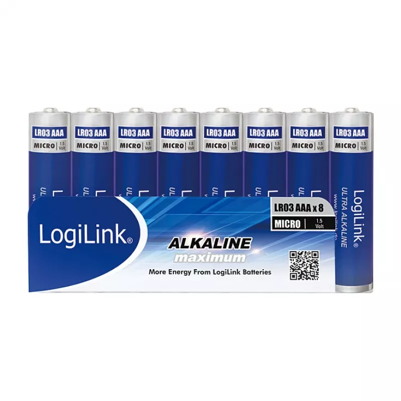 LogiLink Ultra Power šarminės AAA baterijos, 8 vnt., 1,5 V, ilgaamžės, be gyvsidabrio