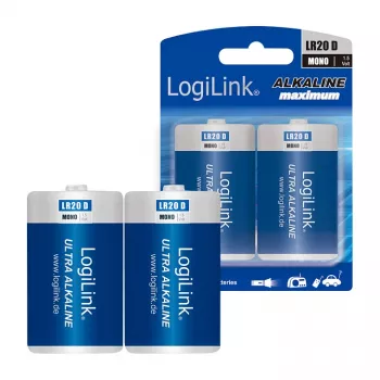 LogiLink Ultra Power šarminė D baterija LR20, 2 vnt. lizdinėje pakuotėje