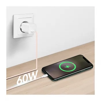 LogiLink USB 2.0 Type-C laidas, A/M į C/M, 480 Mbps, 60W, nailoninis, rožinis, 0,5 m