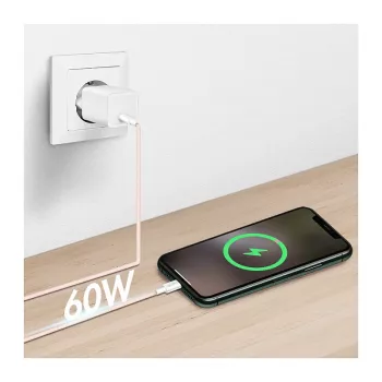 LogiLink USB 2.0 Type-C į Type-C laidas, 1m, 60W Power Delivery, nailoninis pynimas, rožinis