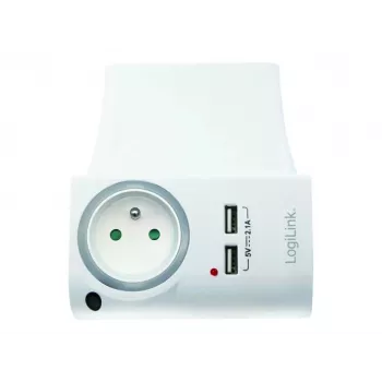 LogiLink USB-A sieninis įkroviklis 10.5W 2 prievadai su įkrovimo stoveliu, baltas