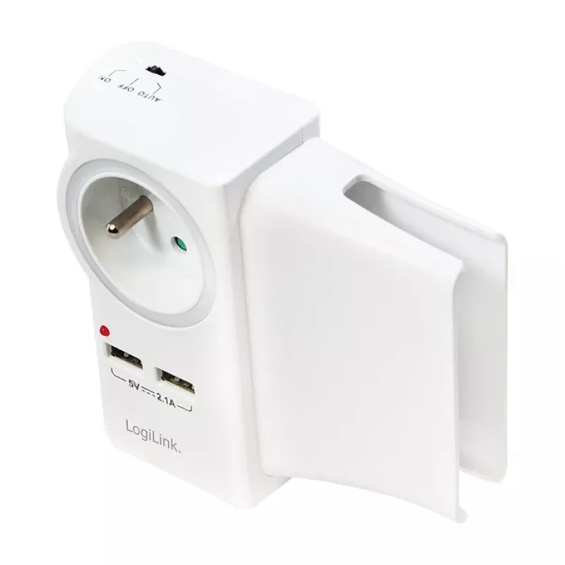 LogiLink USB-A sieninis įkroviklis 10.5W 2 prievadai su įkrovimo stoveliu, baltas