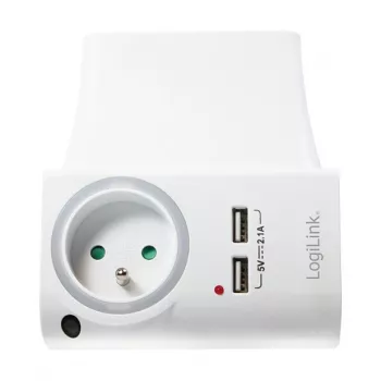 LogiLink USB-A sieninis įkroviklis 10.5W 2 prievadai su įkrovimo stoveliu, baltas