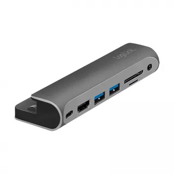 LOGILINK USB-C dokas, 7 prievadų, USB 3.2 Gen1, 100W PD, 4K HDMI, iPad, aliuminis (UA0385)
