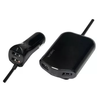 Logilink USB automobilinis kroviklis, 2+2 prievadai, 24W, juodas