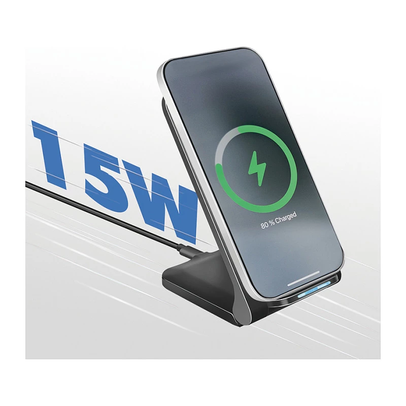 Logilink belaidžio įkrovimo stovas „Quick Charging Stand 15 W“, dviguba ritė, juodos spalvos