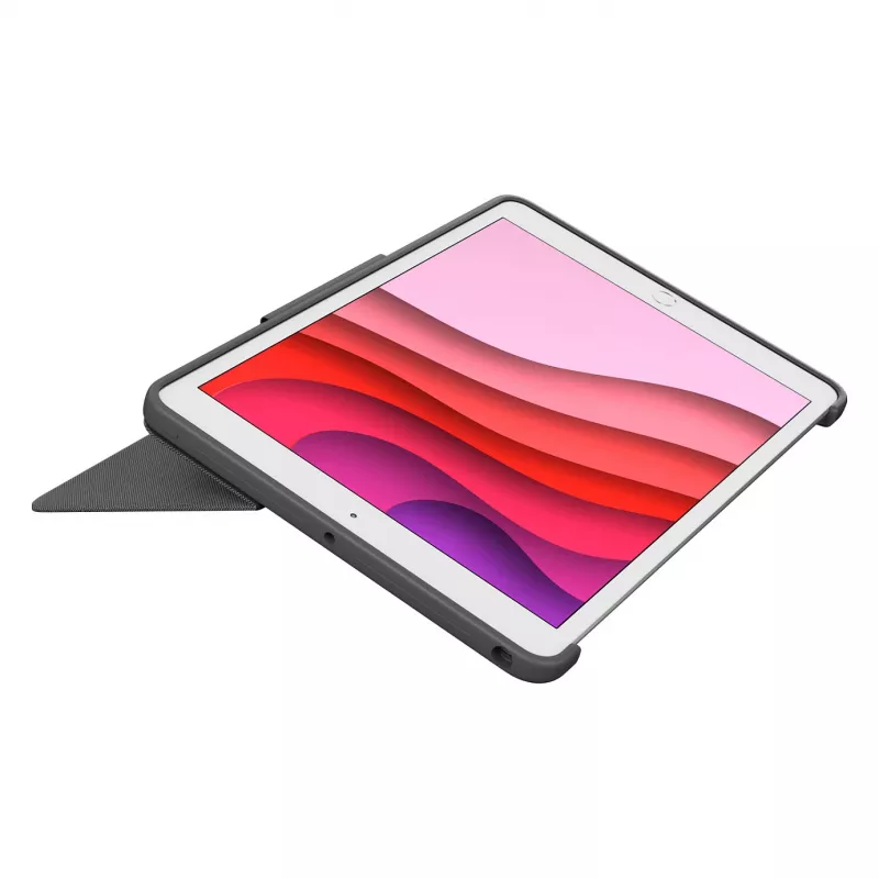 Logitech Combo Touch klaviatūra ir folio dėklas su jutikliniu kilimėliu Apple 10.2 colio iPad (7, 8, 9 kartos) - grafito - UK išdėstymas
