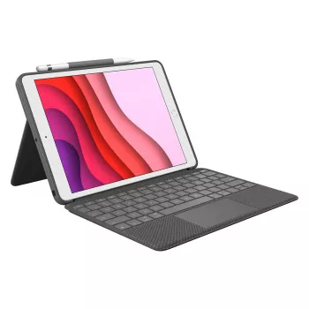 Logitech Combo Touch klaviatūra ir folio dėklas su jutikliniu kilimėliu Apple 10.2 colio iPad (7, 8, 9 kartos) - grafito - UK išdėstymas