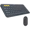 Logitech Pebble 2 Combo Tonal Graphite belaidis klaviatūros ir pelės rinkinys, AZERTY prancūziška klaviatūra, Bluetooth ir Logi Bolt USB imtuvas, tylūs paspaudimai, keli įrenginiai, perdirbtas plastikas