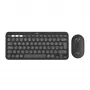 Logitech Pebble 2 Combo Tonal Graphite belaidis klaviatūros ir pelės rinkinys, AZERTY prancūziška klaviatūra, Bluetooth ir Logi Bolt USB imtuvas, tylūs paspaudimai, keli įrenginiai, perdirbtas plastikas
