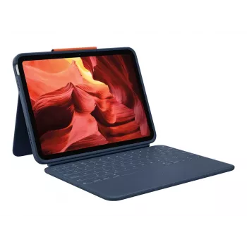 Logitech Rugged Combo 4 klaviatūros dėklas, skirtas iPad 10th Gen – klasikinė mėlyna (prancūziškas AZERTY išdėstymas)