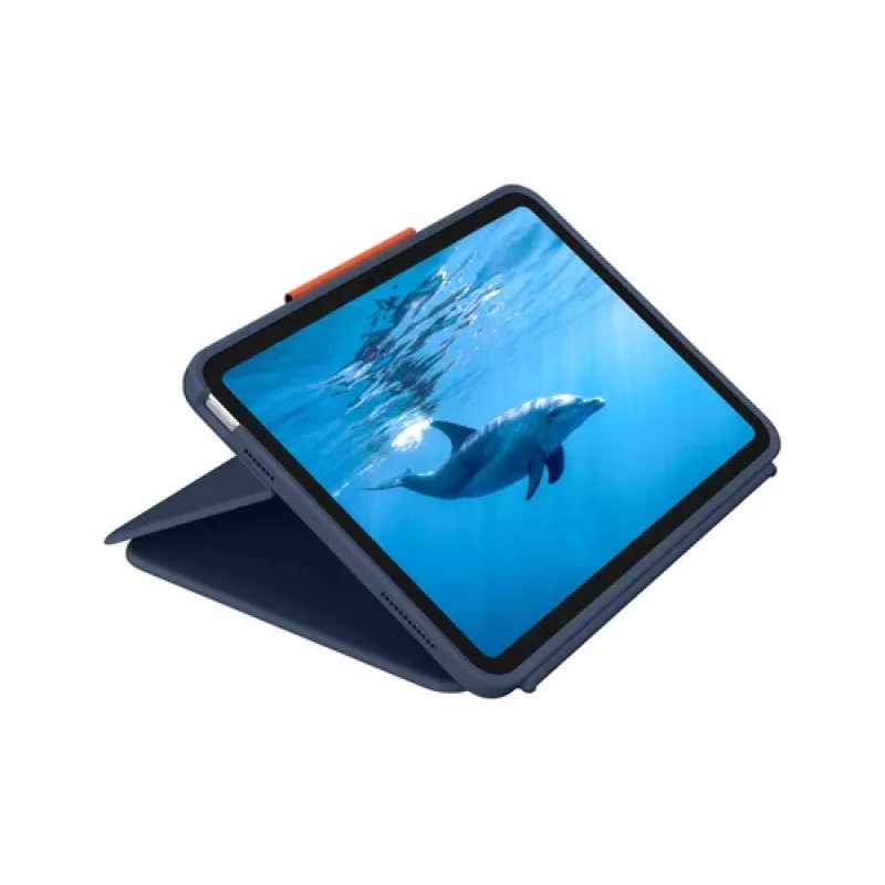 Logitech Rugged Combo 4 klaviatūros dėklas, skirtas iPad 10th Gen – klasikinė mėlyna (prancūziškas AZERTY išdėstymas)