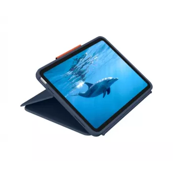 Logitech Rugged Combo 4 klaviatūros dėklas su valdymo kilimėliu, skirtas iPad 10 kartos, Apple Smart Connector, Classic Blue